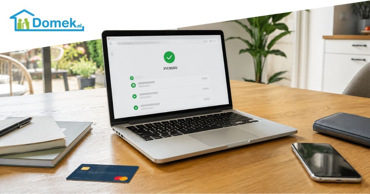 Laptop with mortgage incasso payment page open in a typical middle-class Dutch home