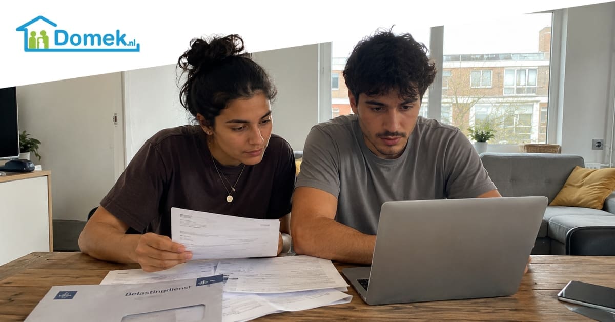 Young international couple in the Netherlands reviewing tax and residency documents at home